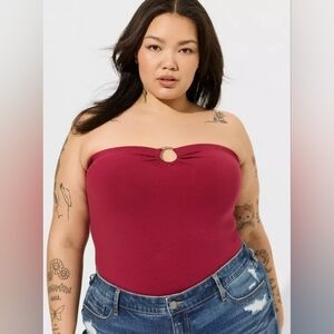 Torrid Foxy O-ring Tube Top Red Plum Berry 3x New Nwt